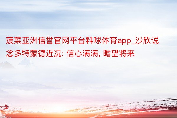 菠菜亚洲信誉官网平台料球体育app_沙欣说念多特蒙德近况: 信心满满, 瞻望将来